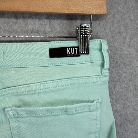 Kut From The Kloth Amy Crop Straight Leg Mint Seafoam Pants Rolled Cuff Size 10 - Picture 6 of 16